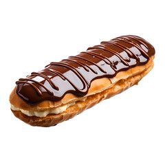 French eclair pastry, isolated on a transparent background