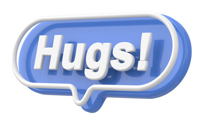 Hugs. Word and Phrase. 3D illustration.