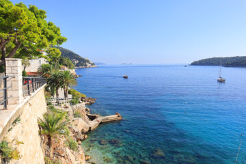 Seascape in sunny day in  Dubrovnik, Croatia