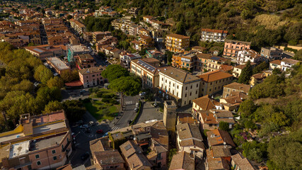 Fototapeta premium Aerial view of Trevignano Romano. It is a small town in the metropolitan city of Rome, Lazio, Italy.