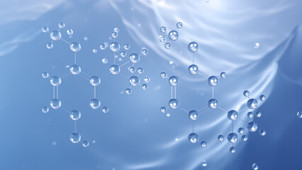 butylated hydroxyanisole molecular structure, 3d model molecule, e320, structural chemical formula view from a microscope