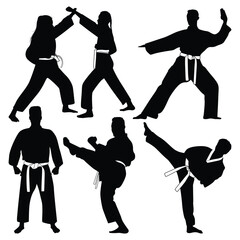 Martial Art or karate Silhouettes Vector illustration