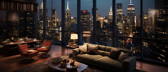 Luxury New York Penthouse apartment - obrazy, fototapety, plakaty