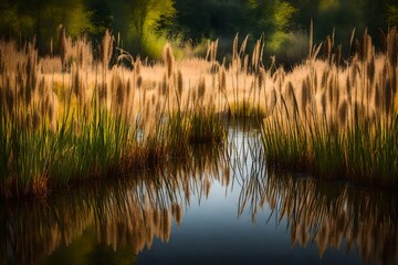 Obraz premium reeds at sunset