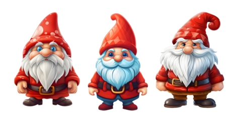Charming Christmas Gnome in Vector - Cartoon-Style 3D Illustration, Isolated on a Transparent White Background