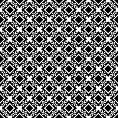 Black and white seamless abstract pattern. Background and backdrop. Grayscale ornamental design. Mosaic ornaments. Vector graphic illustration. EPS10.