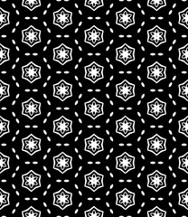 Black and white seamless abstract pattern. Background and backdrop. Grayscale ornamental design. Mosaic ornaments. Vector graphic illustration. EPS10.