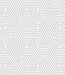 Deurstickers Vector seamless texture. Modern geometric background. Mesh with hexagons made of thin threads. © alla_ko