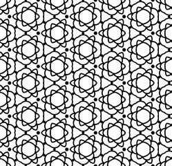 Black and white seamless abstract pattern. Background and backdrop. Grayscale ornamental design. Mosaic ornaments. Vector graphic illustration. EPS10.
