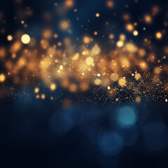 Obraz na płótnie Canvas abstract background with Dark blue and gold particle. Christmas Golden light shine particles bokeh on navy blue background