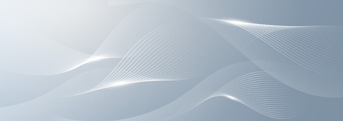 Obraz premium Grey white abstract background with flowing particles and smooth lines. Digital future technology concept. vector illustration. 