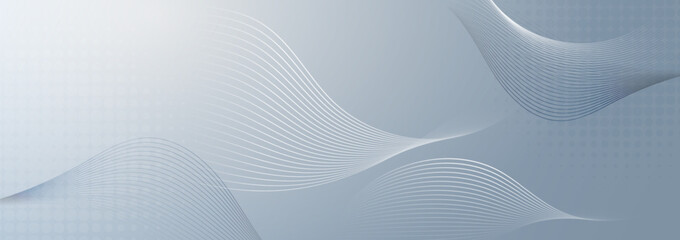 Grey white abstract background with flowing particles and smooth lines. Digital future technology concept. vector illustration.	
