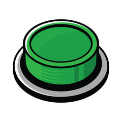 Big Green Button on White Background. Comic Book Style. Vector
