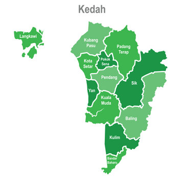 Map of Kedah Darul Aman, Malaysia