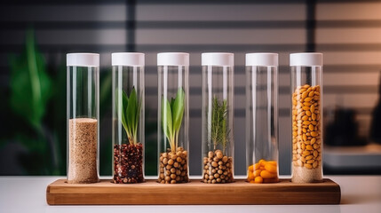 plant seeds in test tubes, generative ai