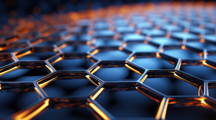3d hexagonal grid background, generative