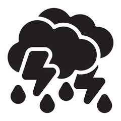 thunderstorm glyph icon