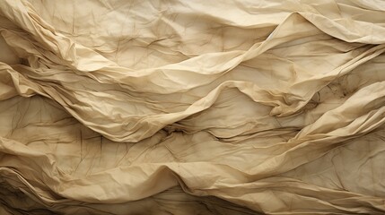 Close up of a piece of crinkled parchment, with sepia-toned streaks and creases. It looks like an old manuscript, with a story to tell. - obrazy, fototapety, plakaty