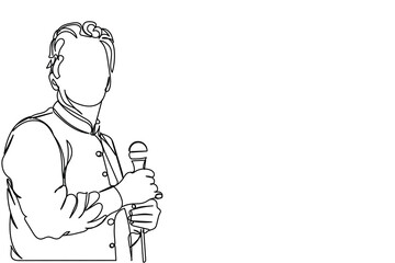  line art of an asian man. Pakistani culture. Vector of adult man from Pakistan. Leadership. Concept of vision for life. Muslim man. Khan from Pakistan. Ethnic people art. messy hair
