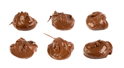Chocolate Smear Isolated, Melted Chocolate Texture on White Background, Chocolate Sauce Pattern