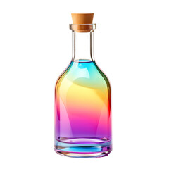 Beautiful rainbow colored glass bottles to put your desired logo on a transparent background PNG.