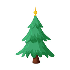 Christmas tree illustration on a white background. Christmas tree design PNG