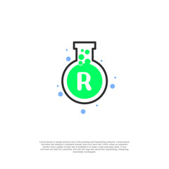 vector letter R on lab icon design template illustration