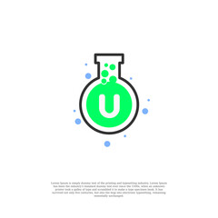 vector letter U on lab icon design template illustration