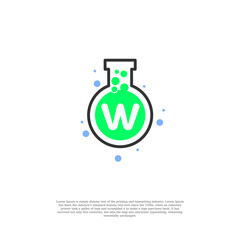 vector letter W on lab icon design template illustration