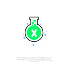 vector letter X on lab icon design template illustration