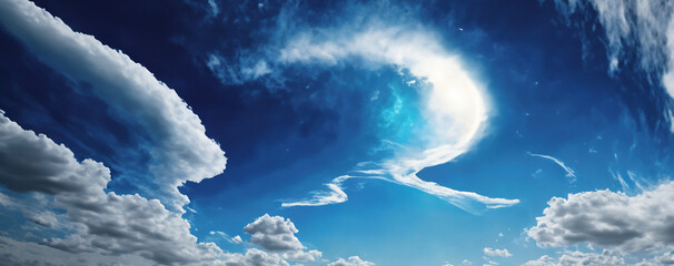 Heavenly Blue Sky with Fluffy Clouds, variety of cloud formations, sky and clouds, UHD Wallpaper, 16K Wallpaper, 16K UHD image, clear blue sky, UHD Backgrounds.