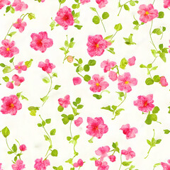 Seamless watercolor flowers pattern. floral pattern for wallpaper or fabric. Flower rose Hand drawn art illustration white background. Generative AI