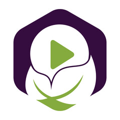 Leaf play button logo design icon vector illustration.