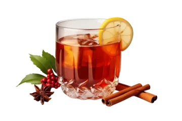 Fototapeten glass of mulled wine isolated on a white background © Roland