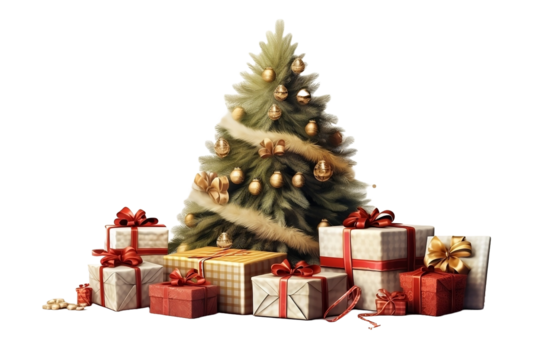 christmas tree and gifts