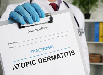 Atopic dermatitis is shown using the text