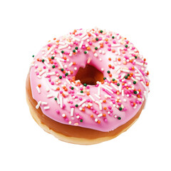 Pink Donut Isolated on a Transparent Background