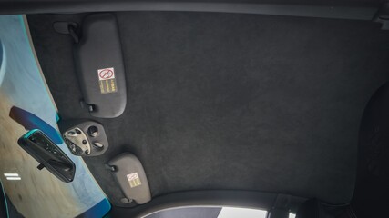 Black headliner inside a car