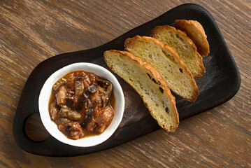 eggplant appetizer with white bread