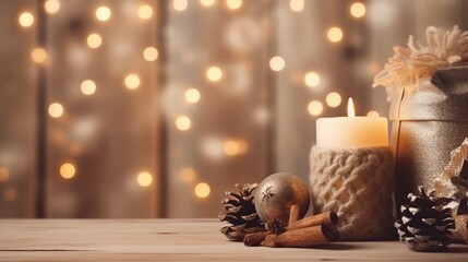 Fototapeta na wymiar christmas still life with candle