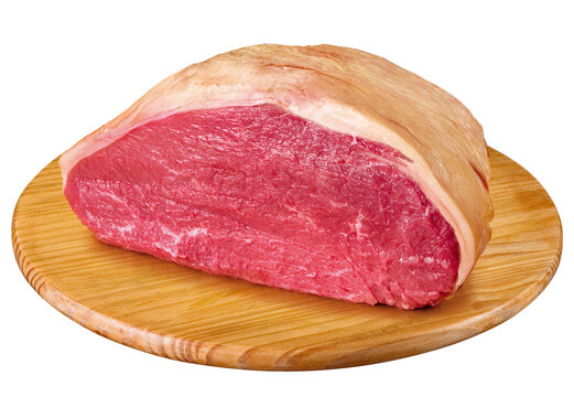 t&aacute;bua de madeira r&uacute;stica com peda&ccedil;o de picanha crua isolado em fundo transparente - carne para churrasco