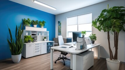 Inspiring office interior design Modern style Corporate Workspace featuring Spacious desk architecture. Generative AI AIG 31.