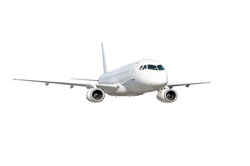 White passenger aircraft flying isolated