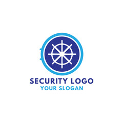 cyber digital security lock logo design vector