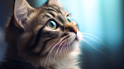 This charming cat close-up with expressive peepers is sure to soften hearts and enliven any project or advertisement.