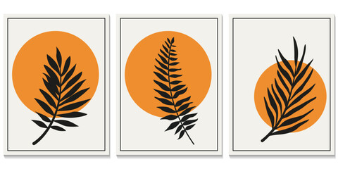 Fototapeta na wymiar Set vector images of botanical posters. Minimalistic floral design for print, cover, wallpaper, banner and office.