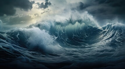 Experience the fury of a turbulent sea in a breathtaking image of stormy weather, where the ocean's might and the roaring waves take center stage