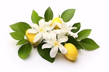 Obraz premium A citrus blossom stands out against a white backdrop.