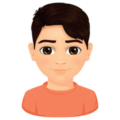 brown haired boy vector portrait illustration