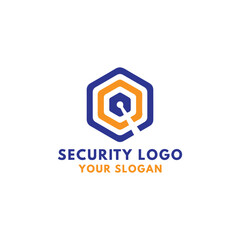 cyber digital security lock logo design vector